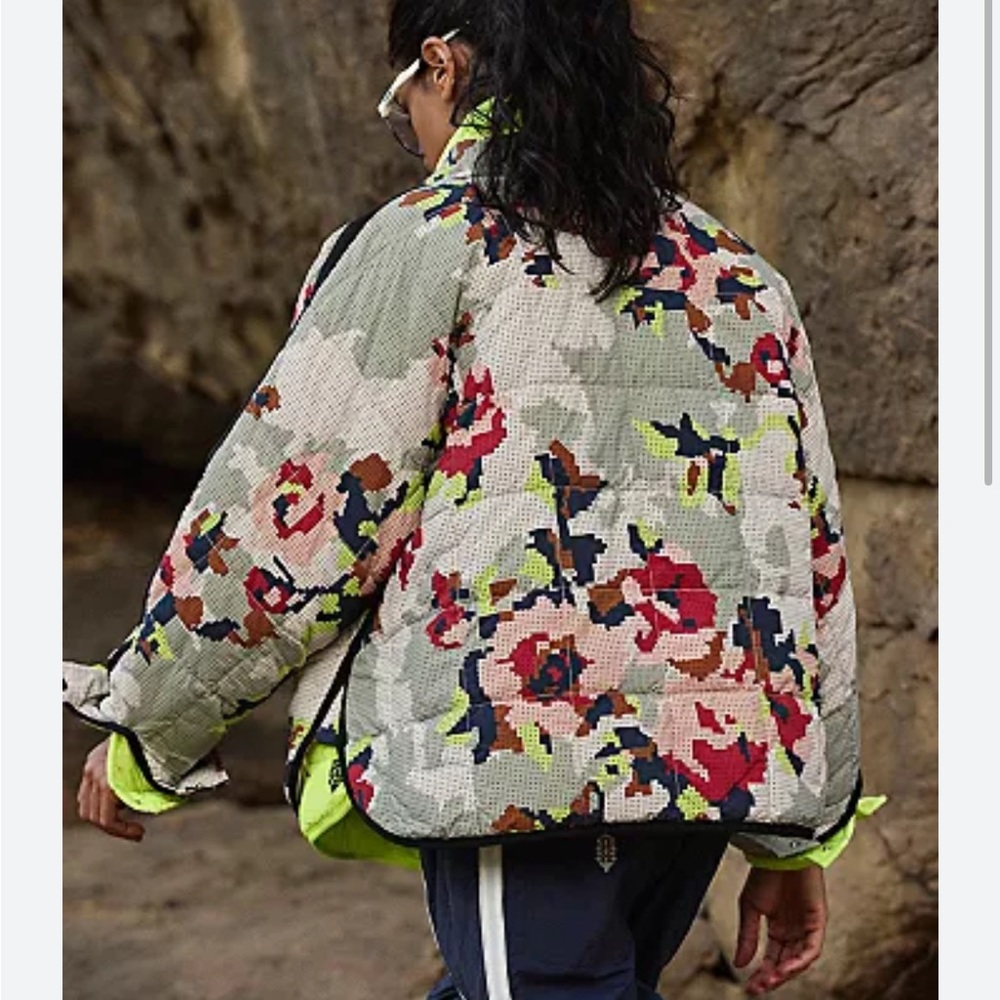 NWT FP Free People Movement Pippa Packable Puffer Jacket XS Cross Stitch Floral